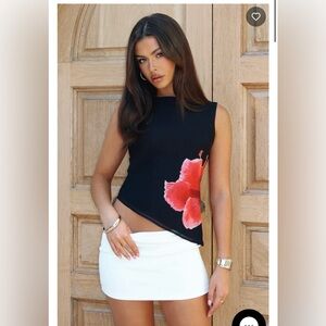 Whitefox Black Hibiscus Top - size small